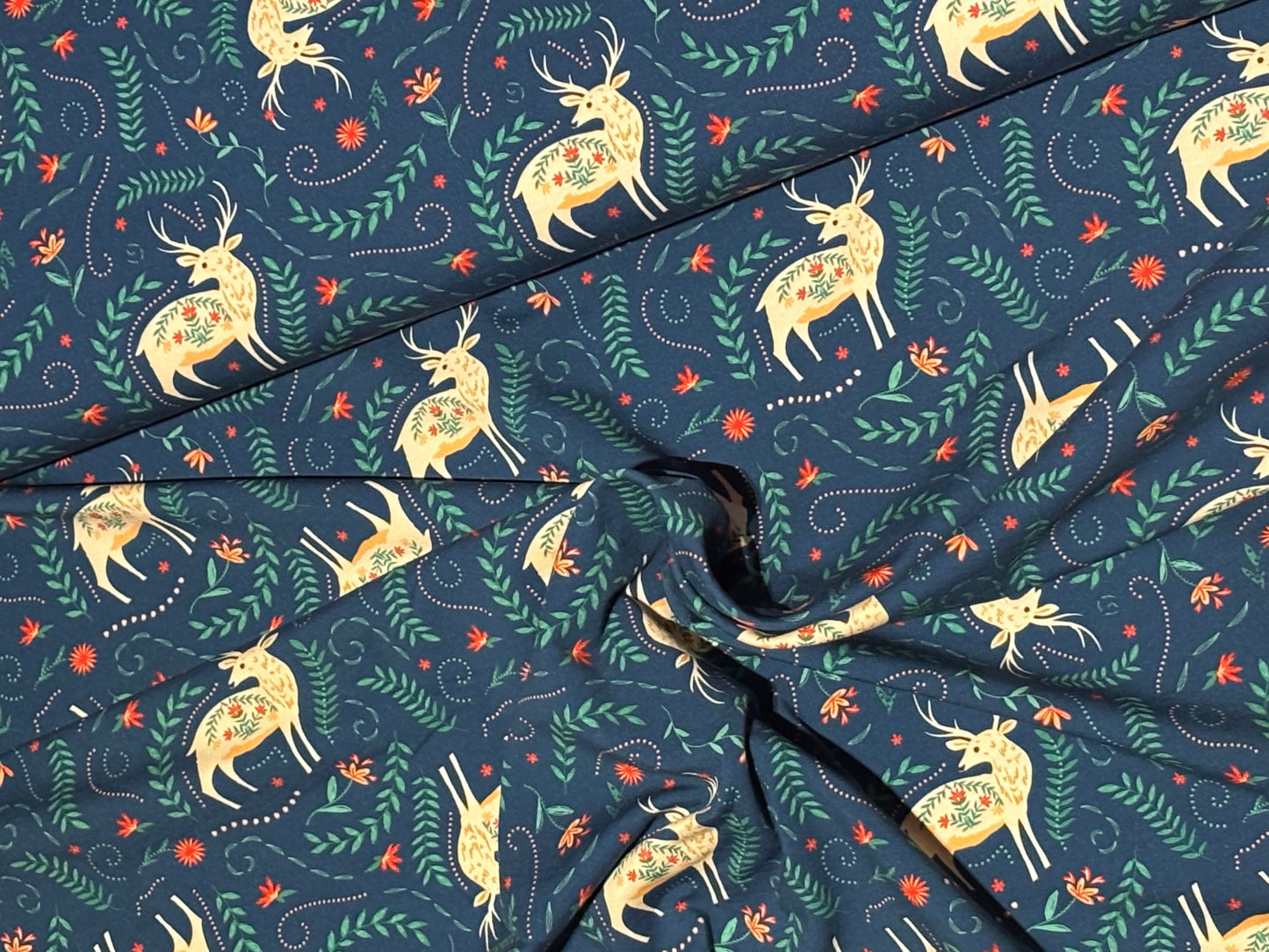 Baumwolljersey Weihnachten X-Mas Sommersweat Rentier, VE: 0,5m