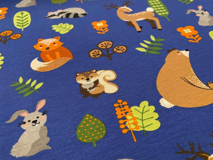 Kinderjersey "Waldtiere" von Little Darling, VE: 0,5m (Blau)