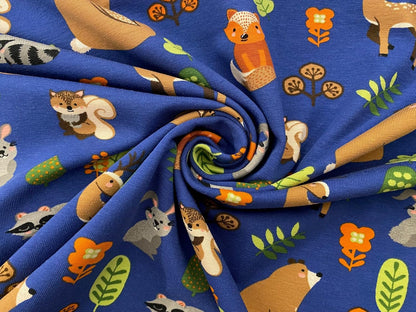 Kinderjersey "Waldtiere" von Little Darling, VE: 0,5m (Blau)