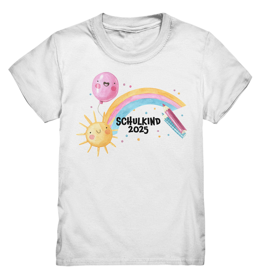 Schulkind 2025 T-Shirt – Sonnenglück & Regenbogenfreude