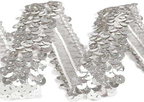 Stretch-Pailletten, Paillettenband, Paillettenborte elastisch, Breite 30mm, VE: 1,5m