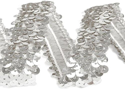 Stretch-Pailletten, Paillettenband, Paillettenborte elastisch, Breite 30mm, VE: 1m